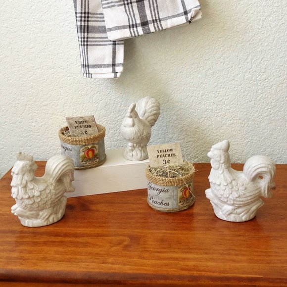 Farmhouse Tier Tray Decor Peaches Bushel Buckets Set of 2 Rustic Farm Decor - Picture 2 of 3